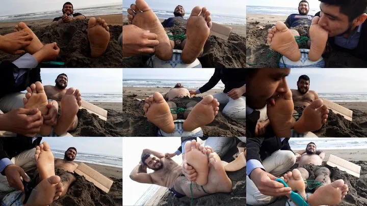 Rugby Player Andre Tickled in the Beach