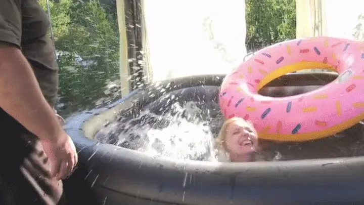 summer fun in the pool with inflatable swim ring