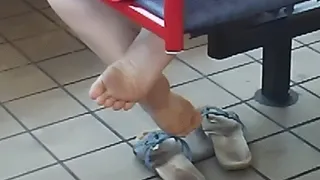 Step-Sister in Law Shoeplay at KFC!