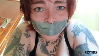 Maysha and her real orgasm gagged with duct tape!