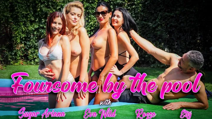 Foursome by the pool VR