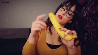 Ruby Red Lips Banana Eating