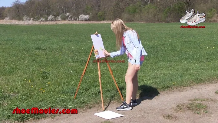 Easel 2 - painting with the soles of sneakers (0090n)