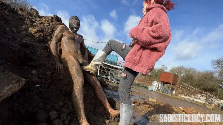 Extreme ballbusting in the mud - Miss Eva Ray