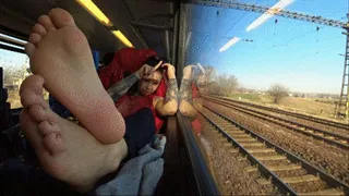 PREGNANT FOOT GODDESS ON THE TRAIN-MY HORMONES MAKE MY SOLES SWEAT AS HELL