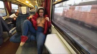 UNDER CORONAVIRUS QUARANTINE:MY BIG BOOBS MAKE YOU CRAZY HORNY-PUBLIC STEP-MOMMA'S BOY TEASING ON THE TRAIN