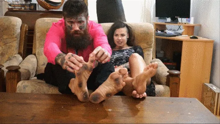 CUCKOLD SCHOOL WITH THE MOST FAMOUS AND EXTREME REAL CUCKOLD COUPLE-LICK MY CUCKOLD'S DIRTY FEET CLEAN AND YOU CAN LICK MY PUSSY JUICE FROM MY FEET!