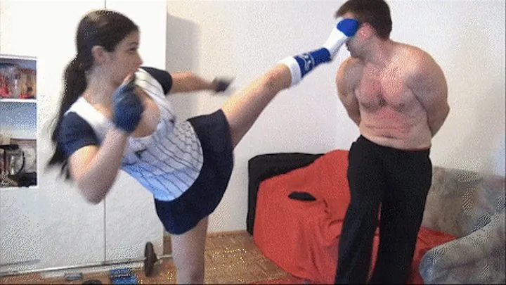 FULL SCENE:PERSONAL TRAINER IN BIG TROUBLE-CRUEL KICKBOXING BEATDOWN WITH FOOTJOB ENDING