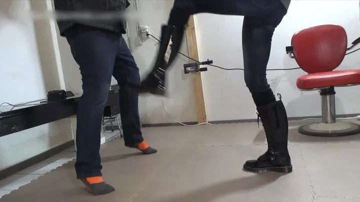 Jay - BEATDOWN over 110 kicks with ballbusting face busting and hand trampling in Doc Martens patent boots