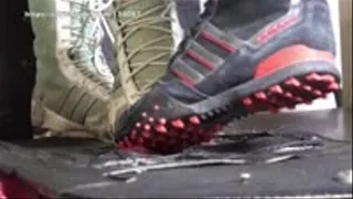 INSANE ball and cock stomping with ADIDAS boxing sneaker boots by Elean and new model Rose.