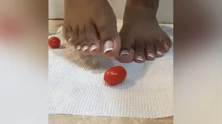Crushing Roma Tomatoes under my Big Toes