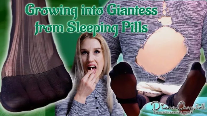 Growing Giantess from mysterious pill