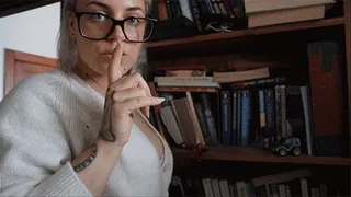 Librarian shrinks loud people and puts them in her cleavage