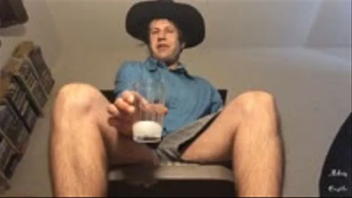 Homo Eats Cowboy's Cum From A Glass POV