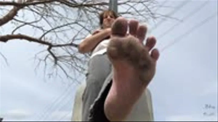 Man Dominates Homo In Parking Lot With Dirty Feet POV