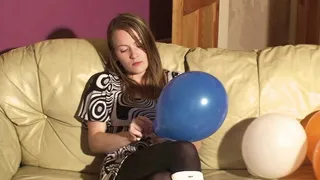 Rebecca Blowing Up Balloons & Popping Them Under Her Butt & Boots