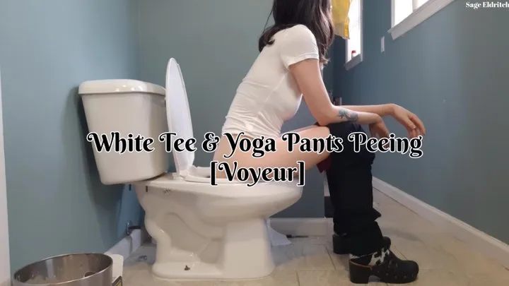 White Tee & Yoga Pants Peeing [Voyeur]