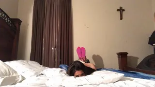 Hogtied and foot fucked