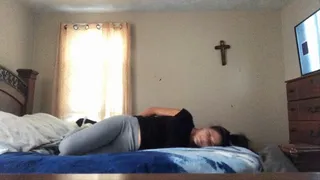 Keke hogtied sock gagged and toe tied struggling