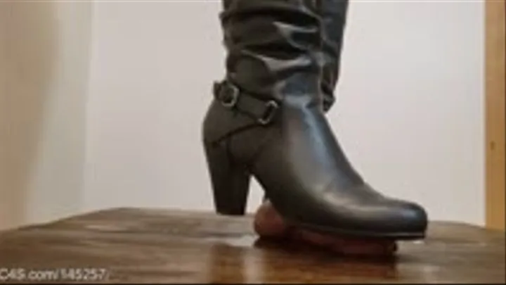 Black boot ballbusting bootjob POV