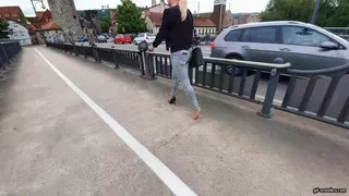 I lose my new Louboutin High Heel Shoe in the river Pantyhose walking