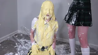Margot Covered in Custard and Creamed up School Girls
