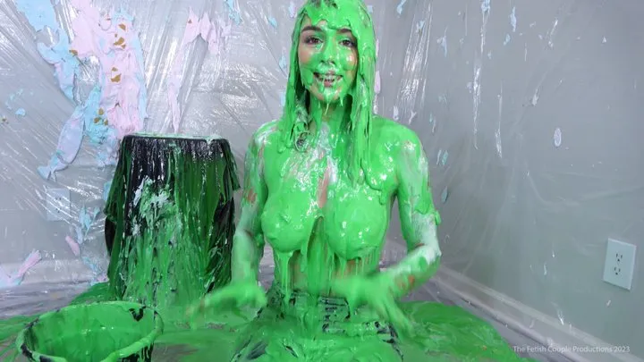 Phoebe Strips and has Naked Fun in the Slime Gunk