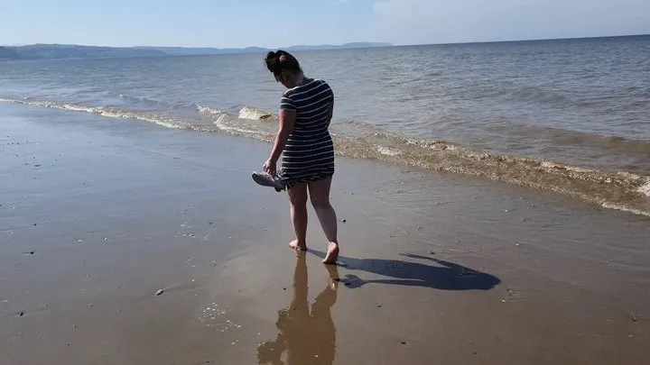 Natalia's Feet Walking In The Sea On The Beach