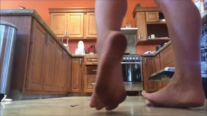 Tight Blonde Housewife With Dirty Feet Starts Cleaning Kitchen But Gets Too Hot And Needs To Strip