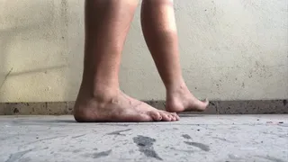 Dirty sidewalk chalk feet