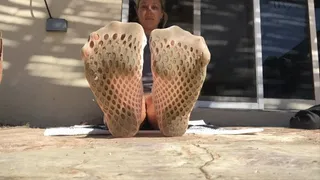 Dirty feet and fishnet socks pattern reveal