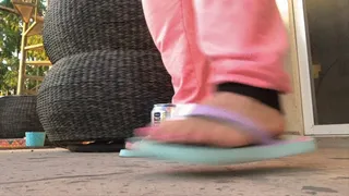 Flip flops can crushing with slow mo