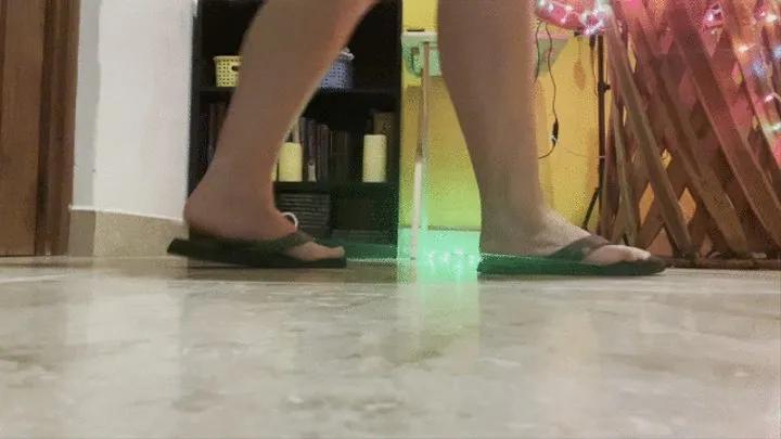 Flip flops and pointy toes at night