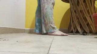 Stretching dirty feet