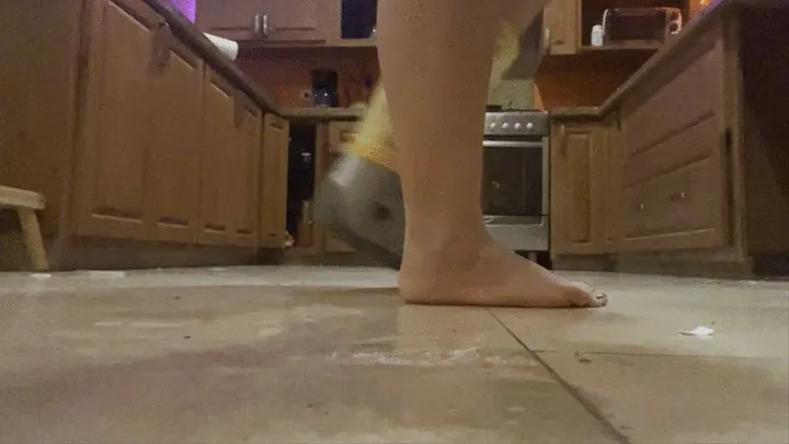 My pussy keeps popping out! Walking cast and dirty feet!
