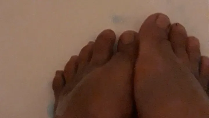 Washing Blue Soapy Ebony Feet