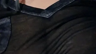 Rubbing on these big tits in a sheer shirt