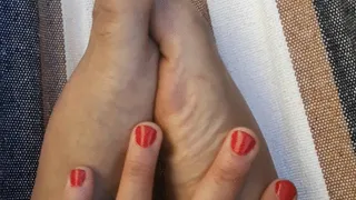 Outside foot fetish red nails tease