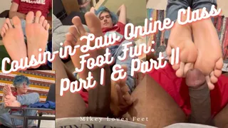 My Cousin-in-Law and his Zoom Class Feet: Part I and Part II- GayFootjob, Male Feet, Male Foot Fetish