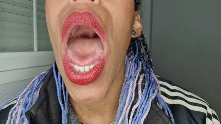 spit bubbles and tongue