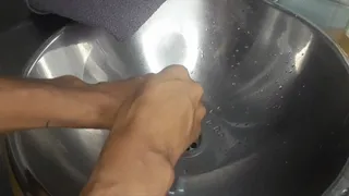 Washing my big sensual hands