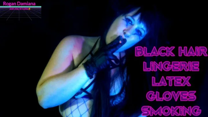 Black Hair Lingerie Latex Gloves Smoking