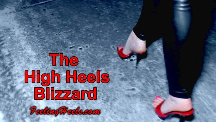 The High Heels Blizzard - Episode 1 - starring: Vicky Heely - HD - High Heels Stiletto Mules Walking Slippery on Ice and Snow in Town at Night