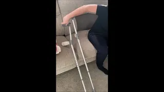 Penny makes frankie climb stairs on crutches!