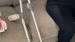 Penny makes frankie keep fit on crutches!