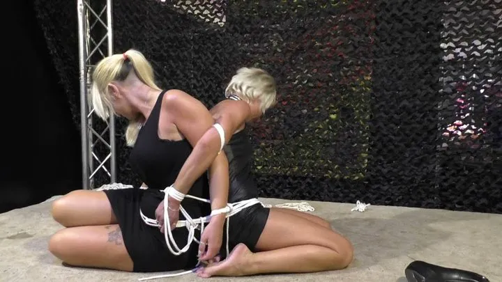 1 on 2 Bondage Escape Challenge in Vienna - Another Fan Challenge for Dany Blonde and Lena King - Full Clip