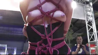 1 on 1 Bondage Escape Challenge from BoundCon European Fetish Convention - Delona vs Lena King again- Full Clip