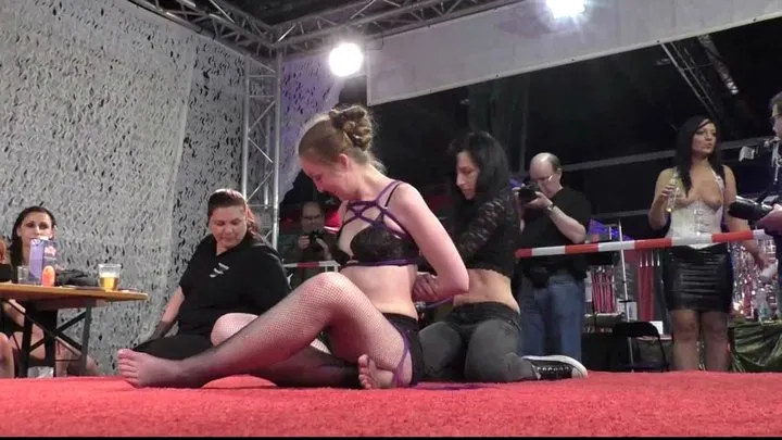 1 on 1 Bondage Escape Challenge from BoundCon European Fetish Convention - Elise Graves vs Pling - Part 1