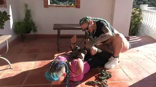 Maya Homerton - New Outdoor Hogtie Escape Challenge for the spanish Yoga Instructor - Part 1