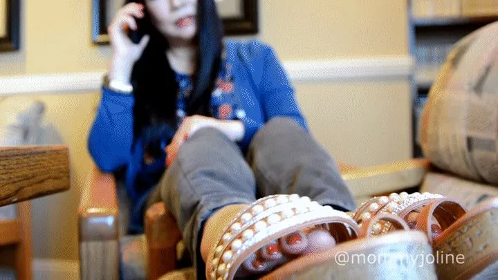 Step-Mommy's sandals sole tease phone call